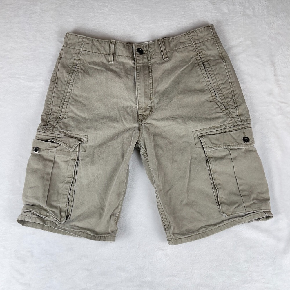 Men's Shorts Size 31 Gray Cargo Pockets Comfort Flat Front Casual Outdoor